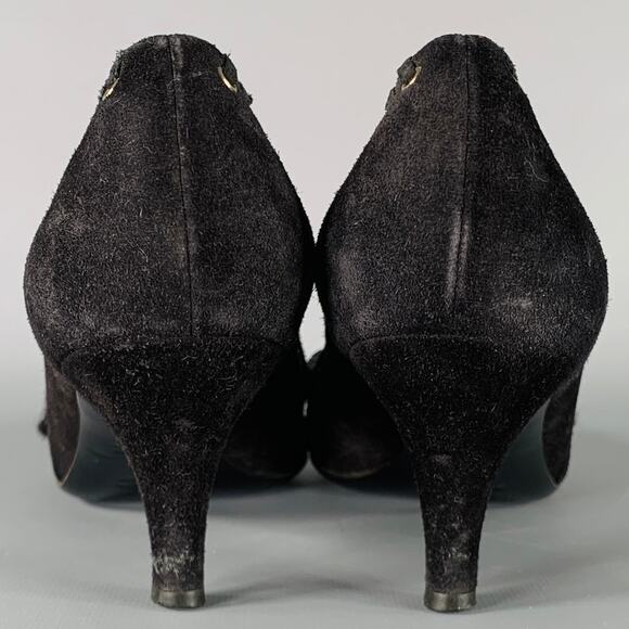 PRADA Size 7.5 Black Suede Beaded Embellishment Heels Pumps - Picture 3 of 9